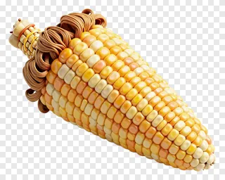 A 3D rendered corn cob with husk, angled diagonally.