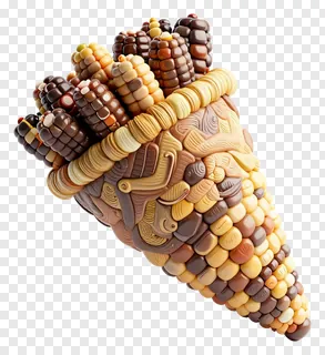 Cornucopia filled with colorful corn kernels.