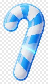 A blue and white striped candy cane.