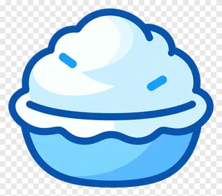 A blue cloud-shaped kua sweet with white cream topping.
