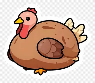 A cartoon roast turkey with a red wattle.