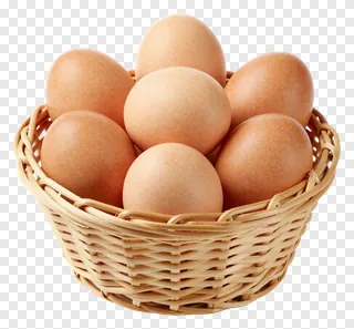 A basket filled with brown eggs.