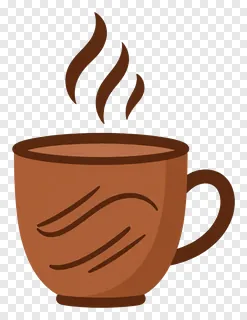 A brown mug with steam rising from it.