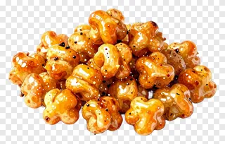 Glossy roasted chickpeas with seasoning.