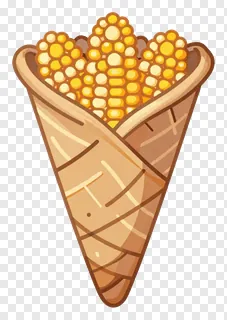 A cartoon cornucopia filled with popcorn.