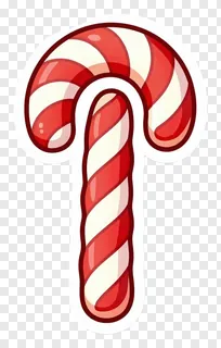 A curved red and white striped candy cane.