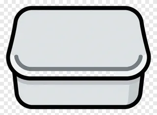 Retro lunchbox lid with rounded corners and black border.