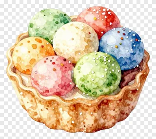A bowl of colorful kua sweets.