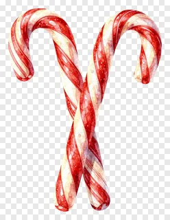 Two crossed candy canes with watercolor texture.