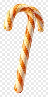 A curved candy cane with amber and cream stripes.
