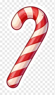 A curved red and white striped candy cane.