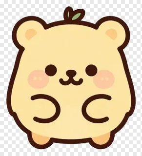 Cute cartoon bear with a leaf on its head.