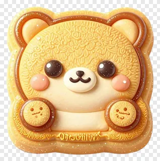 A cute bear-shaped gujiya sweet with a smiling face.