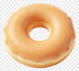 A glazed donut with smooth icing.