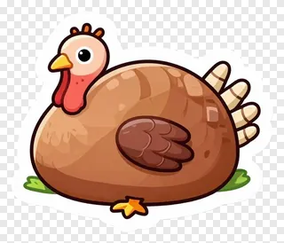 A cartoon roasted turkey with a smiling face.