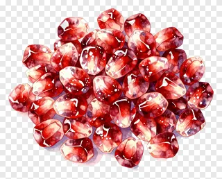 Cluster of dried pomegranate seeds in watercolor style.