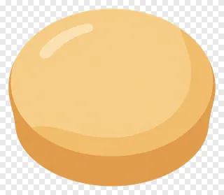 Stylized golden-brown oval food item.