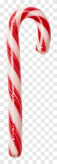 A red and white striped candy cane with a glossy surface.
