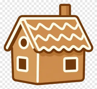 A gingerbread house with a zigzag icing roof.