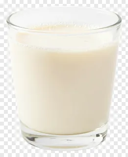 A glass containing a white, frothy beverage.