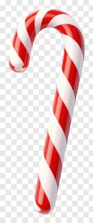 A red and white striped candy cane with a glossy surface.