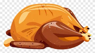 A cartoon roast turkey with a bone handle.