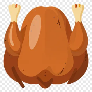 A cartoon roast turkey with raised legs.