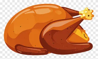 Roasted turkey wearing a yellow crown.