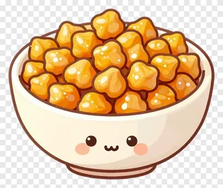 White bowl with a smiley face holding golden chickpeas.