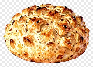 Golden-brown bread with textured crust.