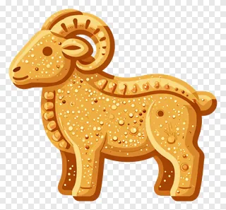 A golden ram-shaped laddu candy.