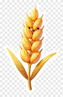 A cartoon golden wheat sheaf with a smiling face.