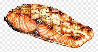 Grilled salmon fillet with sauce and pepper.