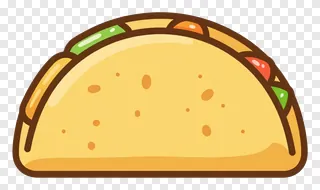 A hand-drawn cartoon taco with fillings.