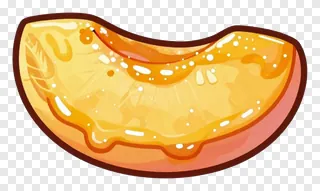 A cartoon honey glazed peach wedge.