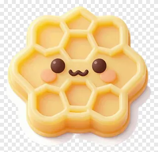A smiling honeycomb with beeswax texture.