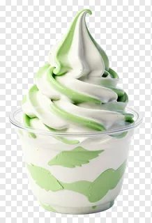 A cup of mint-infused yogurt swirl dessert.