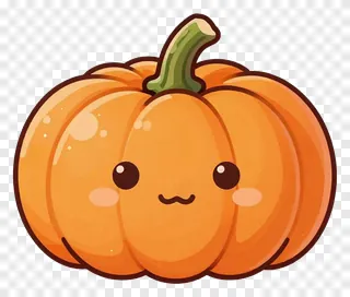 A cute orange pumpkin with rosy cheeks and a smiling face.