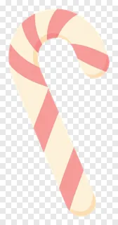 A pastel-colored candy cane with soft pink and cream stripes.