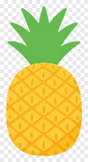 A pineapple with a green crown.
