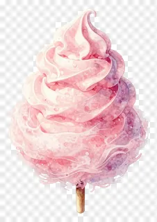 A pink cotton candy swirl on a stick.