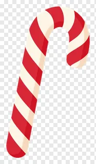 A red and white striped candy cane with a glossy surface.