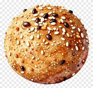 Round Bengali sandesh sweet with mixed seeds.
