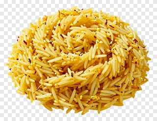 Swirled saffron-infused rice with visible threads.