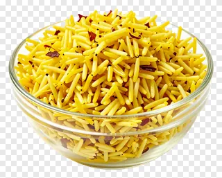 A bowl of saffron turmeric rice.