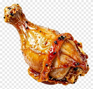 A glazed chicken leg with spices.