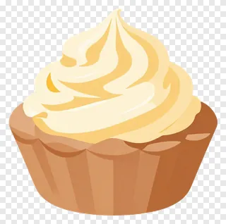 A cupcake with creamy frosting.