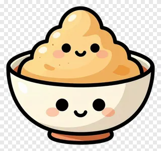 Cute cartoon bowl of Ugadi pachadi with a happy face.