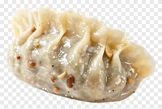 Steamed dumpling topped with sesame seeds.
