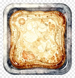 Watercolor drawing of a toast slice on white background.